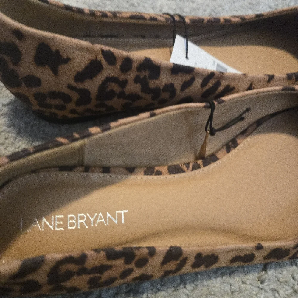 Lane Bryant Leopard Print Ballet Flats Size 10W NWT Animal Print Cheetah Shoes - Picture 3 of 6